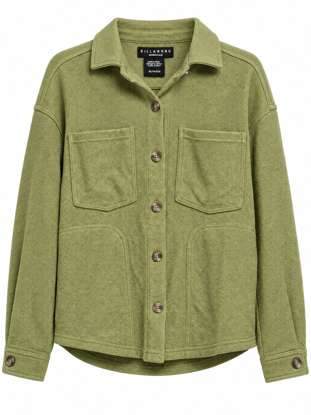 NWT Billabong Women’s Everytime Oversized Shacket Avocado Green XS